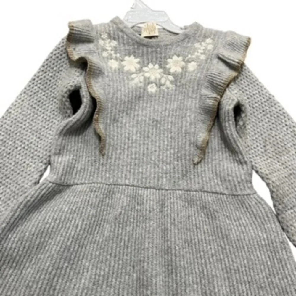 NEW Cynthia Rowley Girls Dress Size 4T Gray Sweater Ruffle‎ Toddler